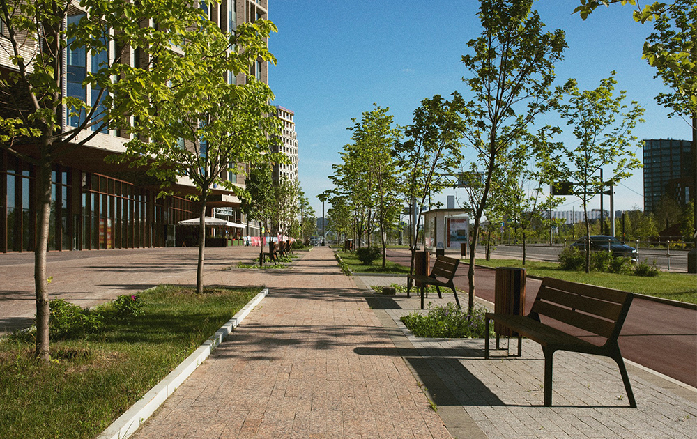 analog city landscape with buildings